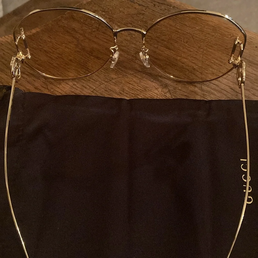Gucci GG Gold-Gold-Pink Sunglasses Full Inclusion NWT - Picture 5 of 12